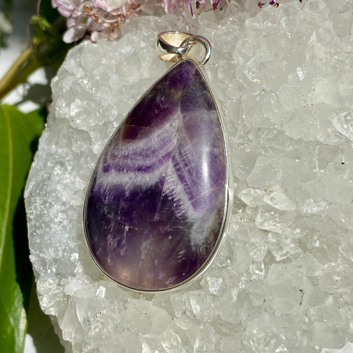 Chevron Amethyst teardrop pendant KPGJ2936 - Nature's Magick