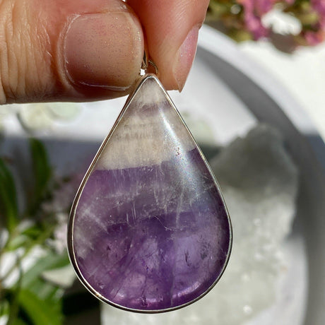 Chevron Amethyst teardrop pendant KPGJ2937 - Nature's Magick