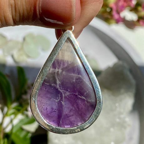 Chevron Amethyst teardrop pendant KPGJ2937 - Nature's Magick