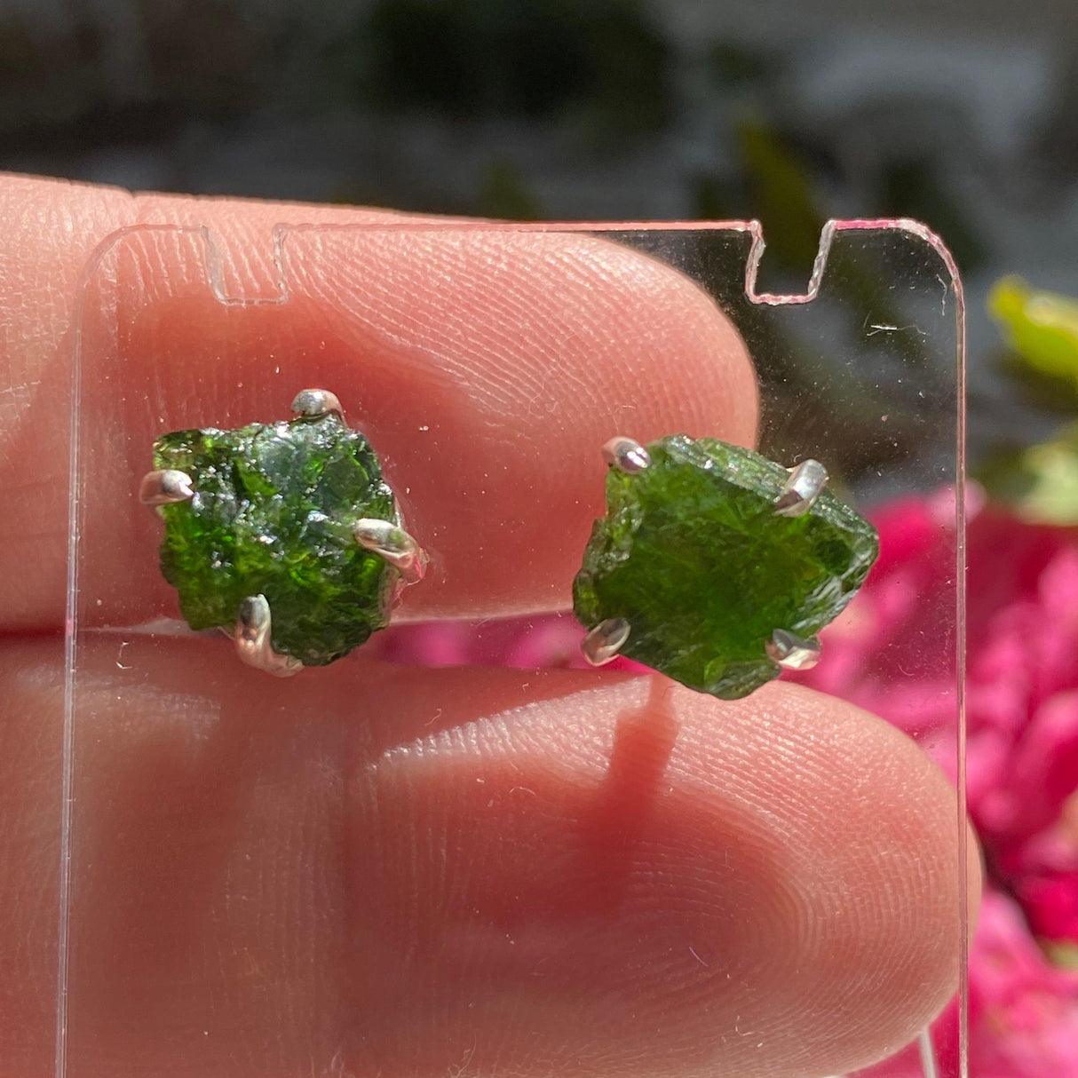 Chrome Diopside raw stud earrings KEGJ1189 - Nature's Magick