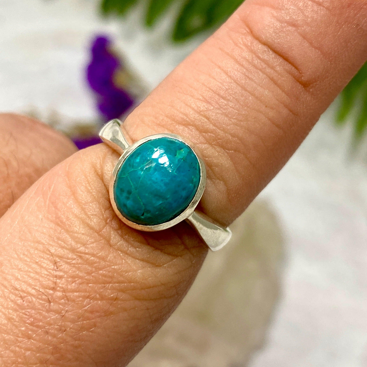 Chrysocolla oval ring s.8.5 KRGJ1980 - Nature's Magick