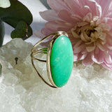 Chrysoprase oval quad band ring s.10 KRGJ1629 - Nature's Magick