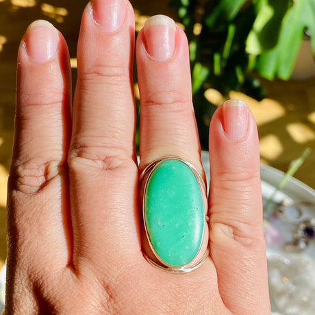 Chrysoprase oval quad band ring s.10 KRGJ1629 - Nature's Magick