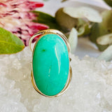 Chrysoprase oval split band ring s.8 KRGJ2134 - Nature's Magick