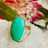 Chrysoprase oval split band ring s.8 KRGJ2134 - Nature's Magick