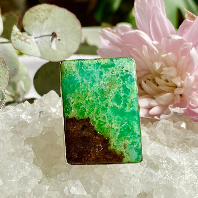 Chrysoprase rectangle ring s.10.5 KRGJ673 - Nature's Magick