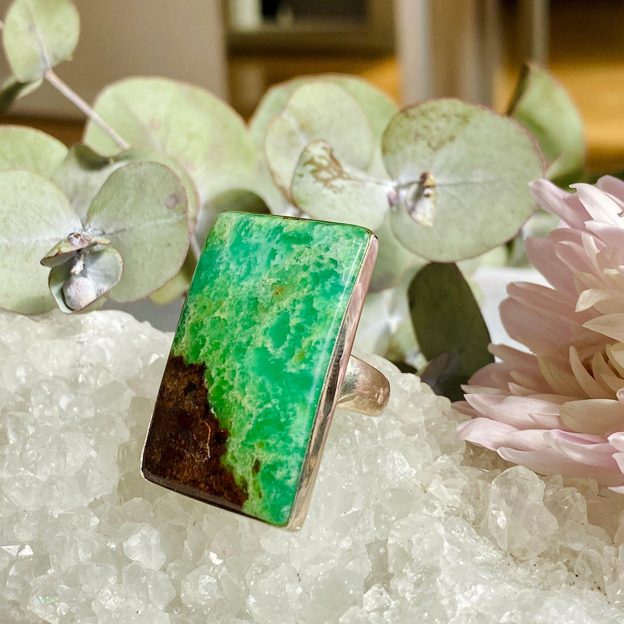 Chrysoprase rectangle ring s.10.5 KRGJ673 - Nature's Magick