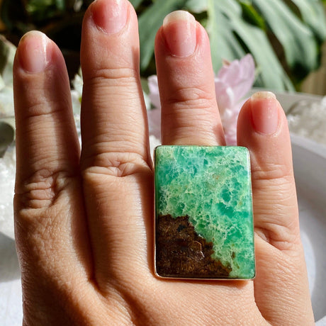 Chrysoprase rectangle ring s.10.5 KRGJ673 - Nature's Magick