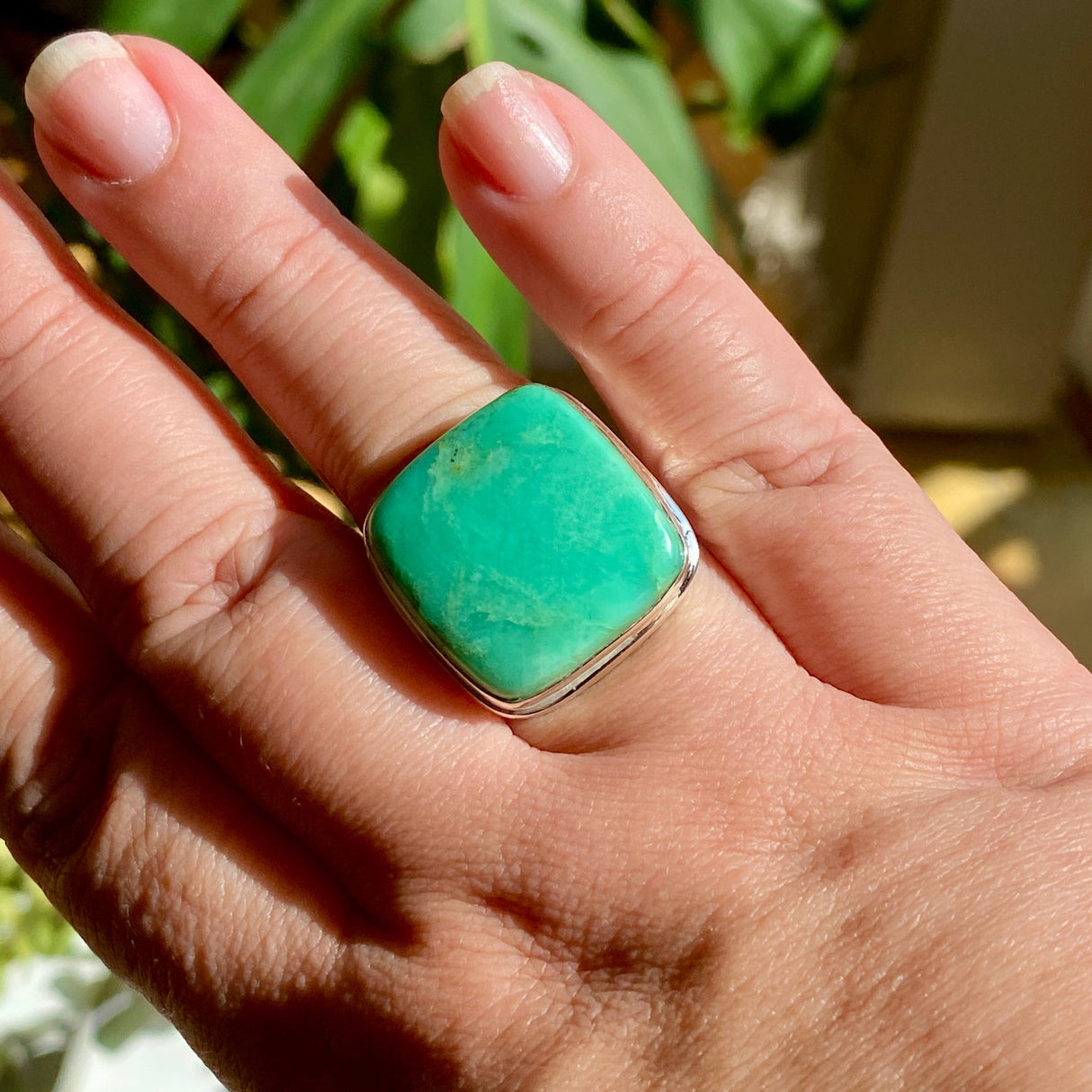 Chrysoprase square ring s.10 KRGJ2140 - Nature's Magick