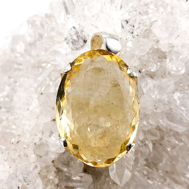 Citrine checkerboard faceted oval pendant KPGJ1659 - Nature's Magick