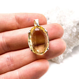 Citrine checkerboard faceted oval pendant KPGJ1659 - Nature's Magick