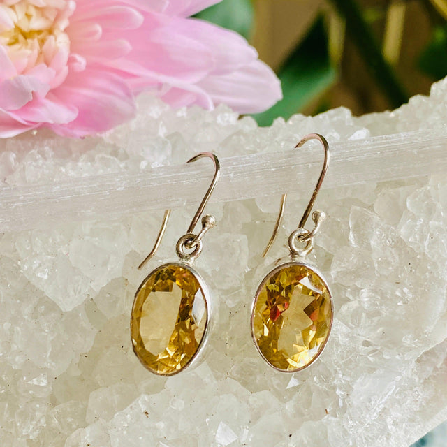 Citrine faceted oval earrings KEGJ788 - Nature's Magick