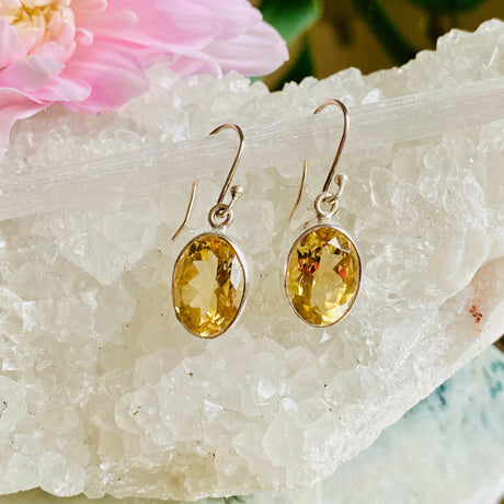 Citrine faceted oval earrings KEGJ788 - Nature's Magick