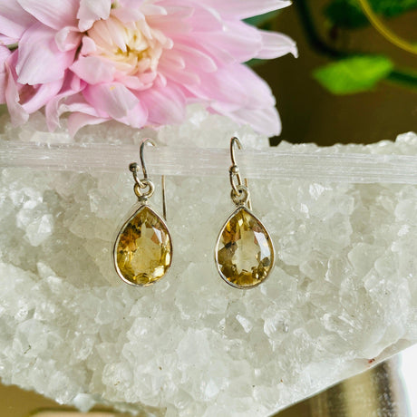 Citrine faceted teardrop earrings KEGJ787 - Nature's Magick