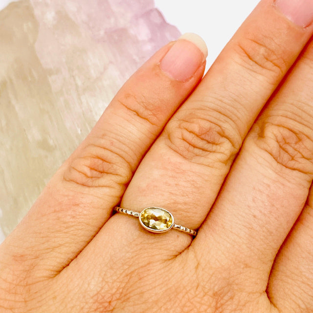 Citrine Oval Faceted Fine Band Ring R3750-CT - Nature's Magick