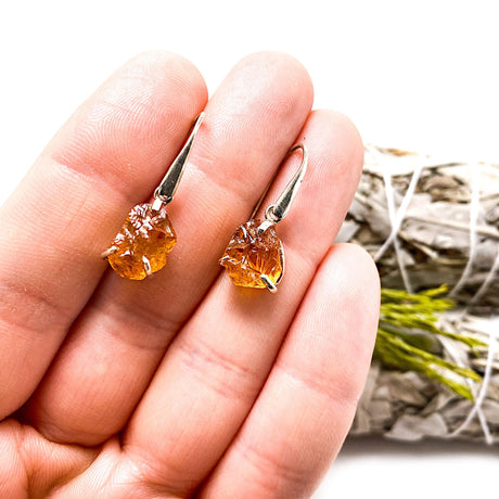 Citrine raw claw setting earrings PEGJ22 - Nature's Magick