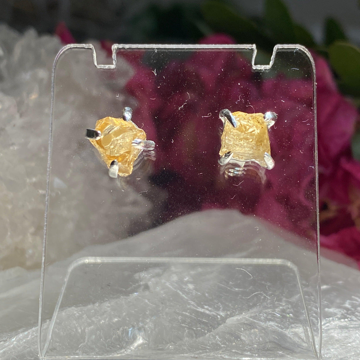 Citrine raw stud earrings KEGJ1182 - Nature's Magick