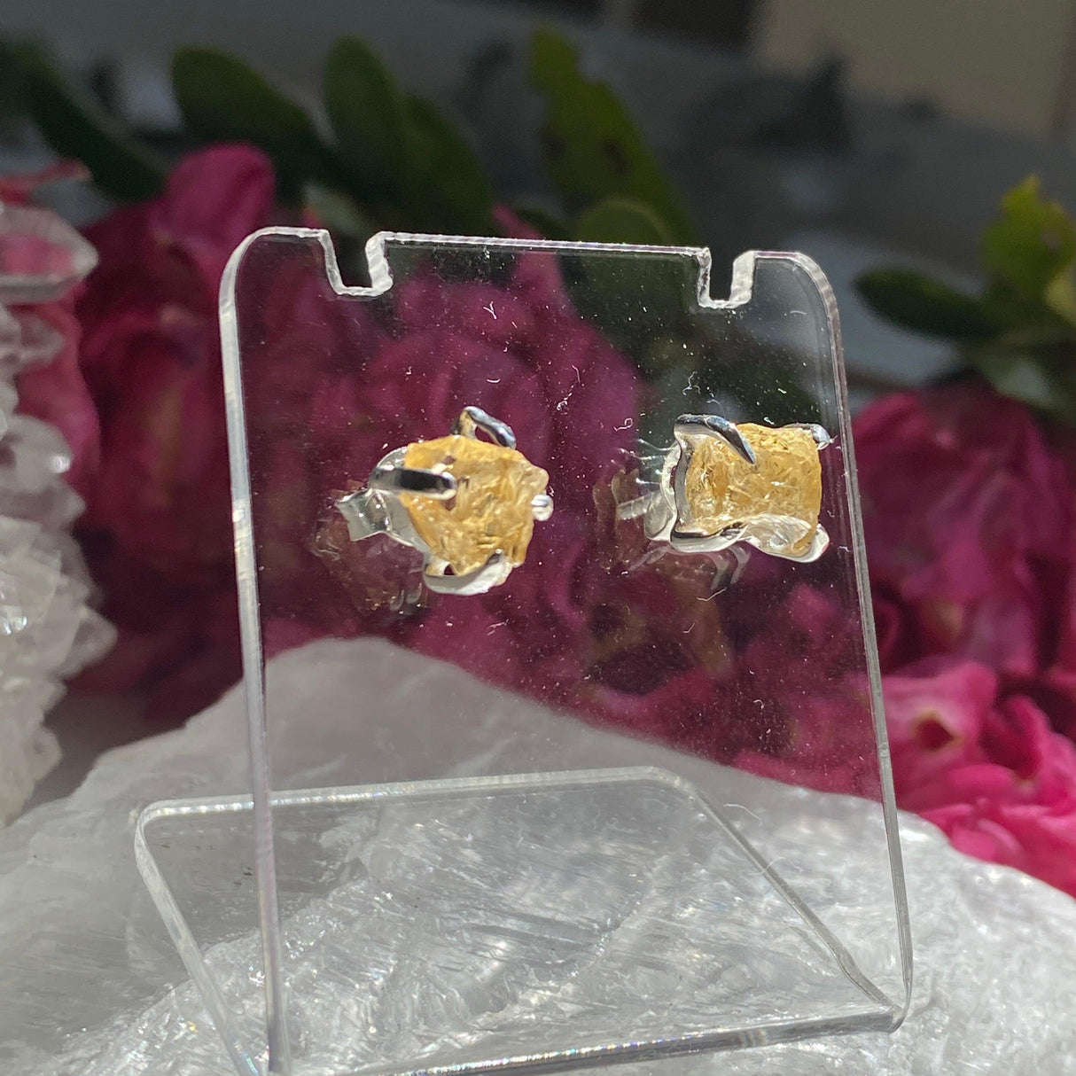 Citrine raw stud earrings KEGJ1182 - Nature's Magick