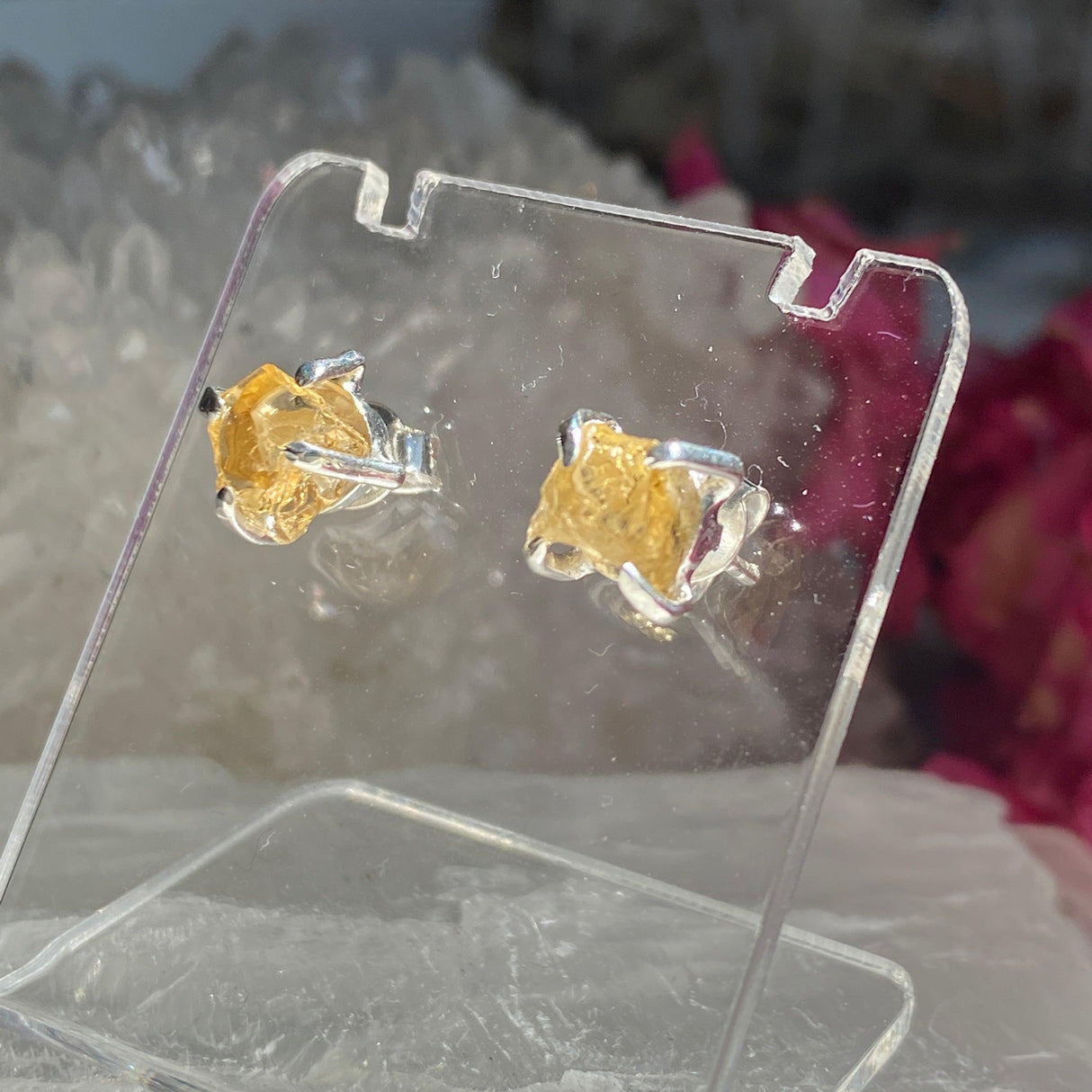 Citrine raw stud earrings KEGJ1182 - Nature's Magick