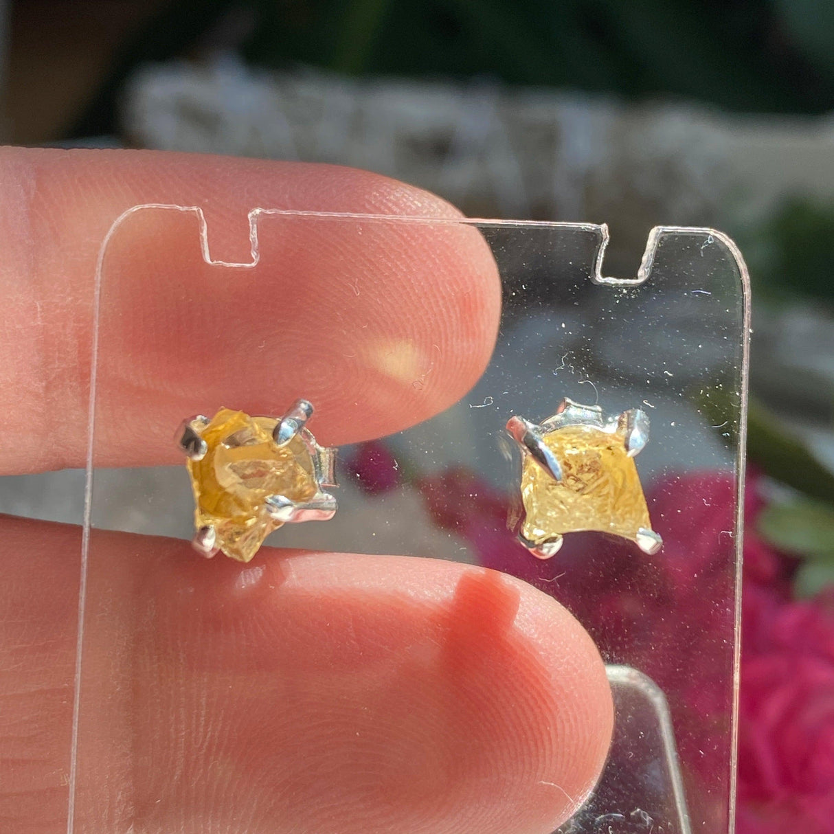 Citrine raw stud earrings KEGJ1182 - Nature's Magick