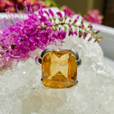 Citrine rectangular faceted ring s.8 KRGJ2150 - Nature's Magick