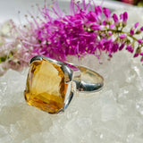 Citrine rectangular faceted ring s.8 KRGJ2150 - Nature's Magick