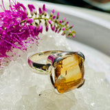 Citrine rectangular faceted ring s.8 KRGJ2150 - Nature's Magick