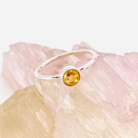 Citrine Round Faceted Fine Band Ring R3754-CT - Nature's Magick