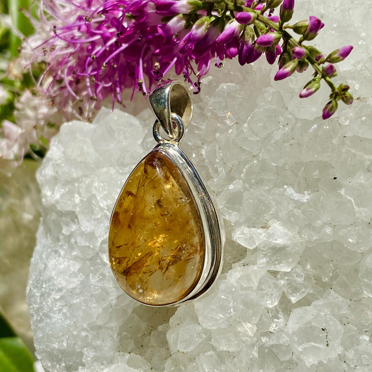 Citrine teardrop cabochon pendant KPGJ3006 - Nature's Magick