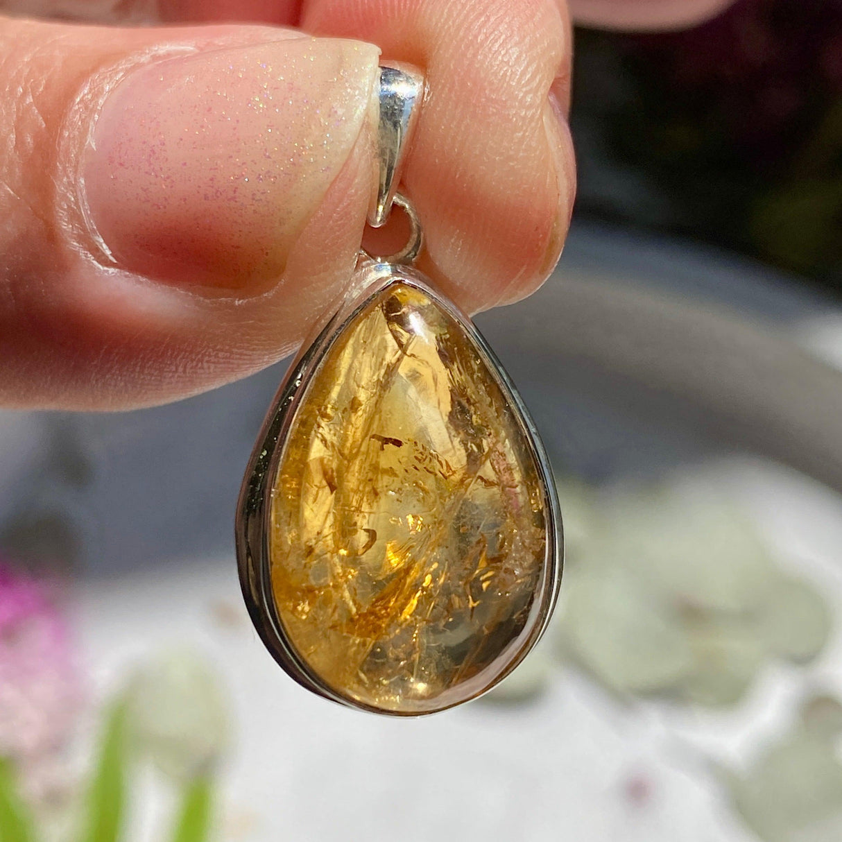 Citrine teardrop cabochon pendant KPGJ3006 - Nature's Magick