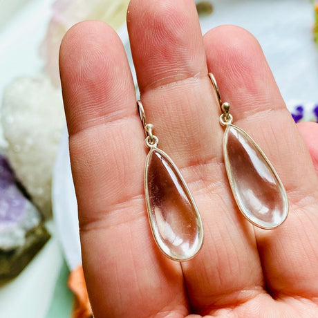 Clear Quartz cabochon teardrop earrings E2456 KEGJ956 - Nature's Magick