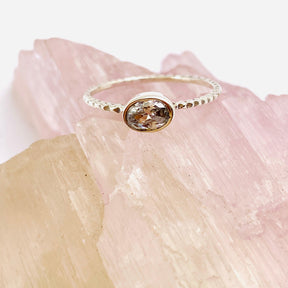 Clear Quartz Oval Faceted Fine Band Ring R3750-CQ - Nature's Magick