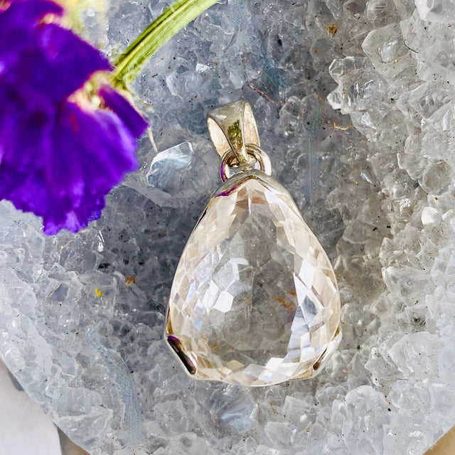 Clear Quartz teardrop faceted pendant KPGJ2691 - Nature's Magick