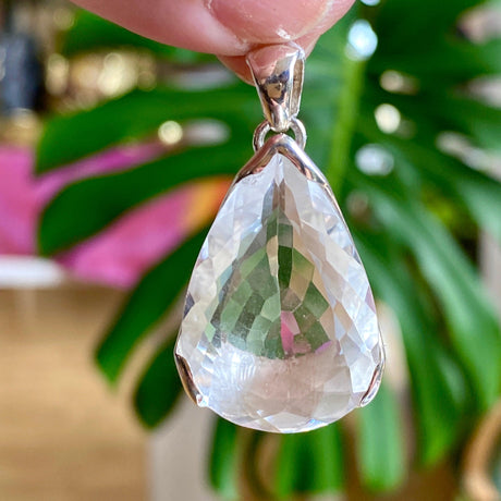 Clear Quartz teardrop faceted pendant KPGJ2693 - Nature's Magick