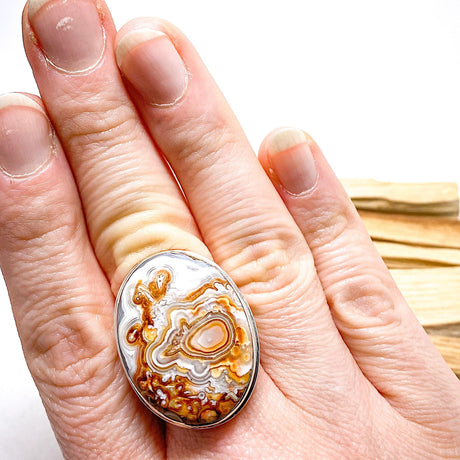 Crazy Lace Agate oval cabochon ring s.10 KRGJ1313 - Nature's Magick