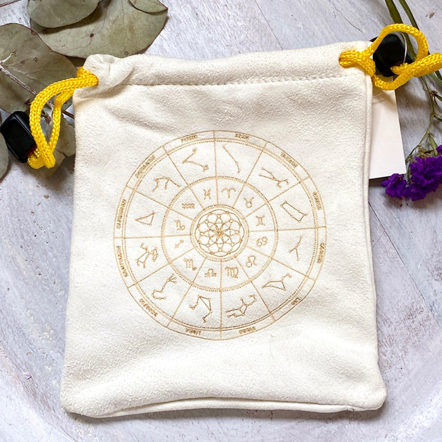 Cream faux suede pouch / crystal bag - Nature's Magick