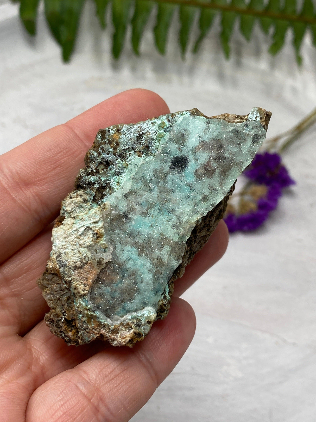 Drusi Coated Chrysocolla CR3276 - Nature's Magick