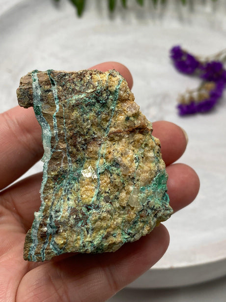 Drusi Coated Chrysocolla, Malachite & Dolomite CR3268 - Nature's Magick