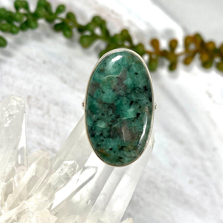 Emerald oval cabochon ring s.8 KRGJ2338 - Nature's Magick