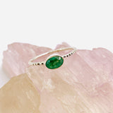 Emerald Oval Faceted Fine Band Ring R3750-EM - Nature's Magick