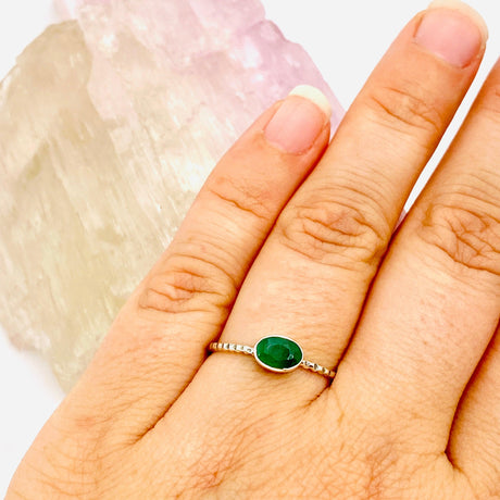 Emerald Oval Faceted Fine Band Ring R3750-EM - Nature's Magick