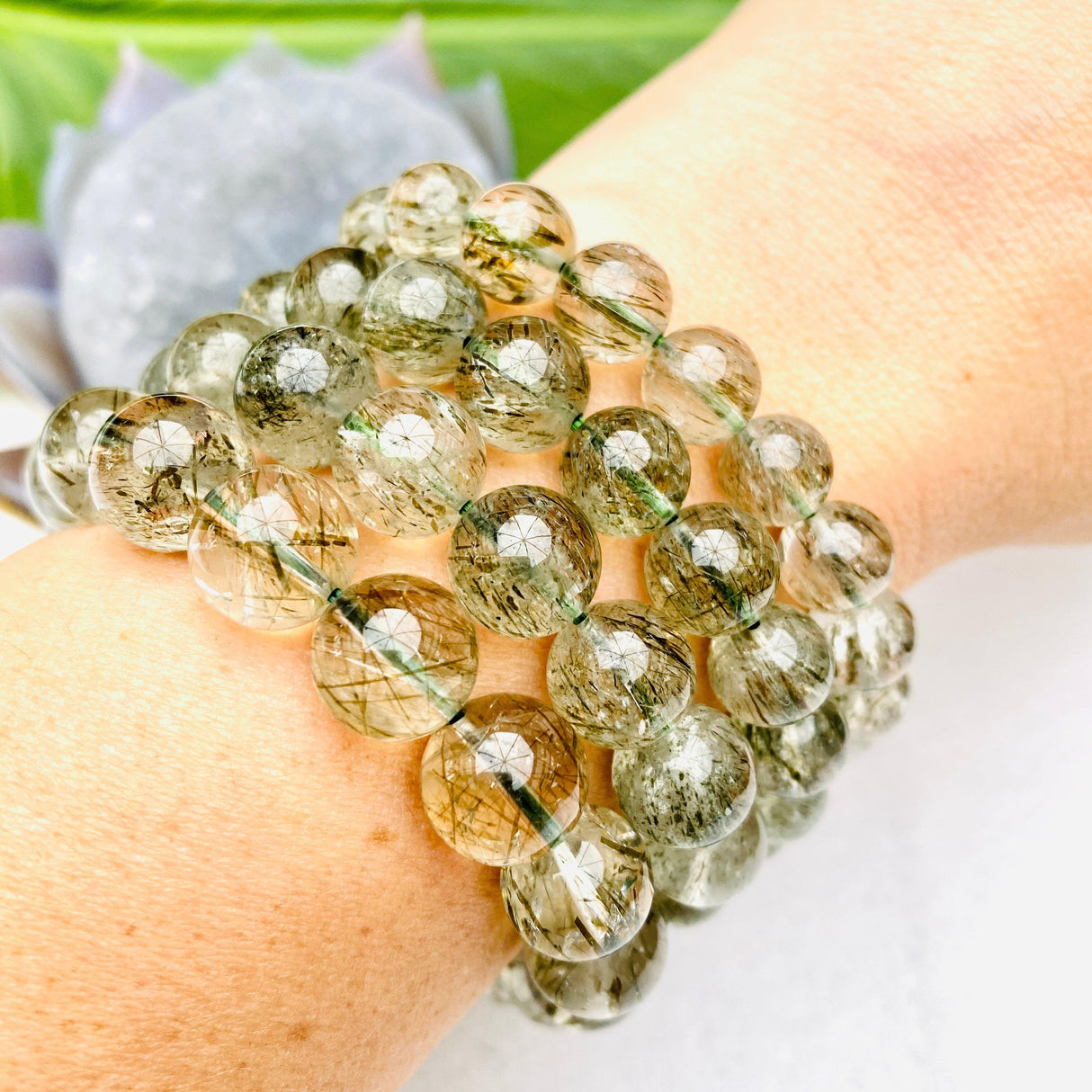 Epidote in Quartz Bracelet - Nature's Magick