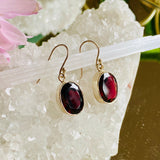 Garnet faceted oval earrings KEGJ813 - Nature's Magick