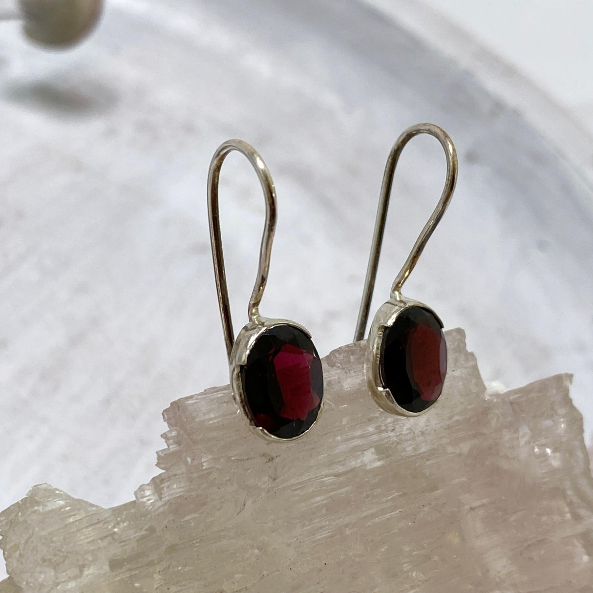 Garnet faceted oval earrings KEGJ881 - Nature's Magick