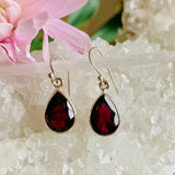 Garnet faceted teardrop earrings KEGJ814 - Nature's Magick