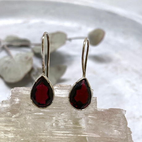 Garnet Faceted Teardrop Earrings KEGJ882 - Nature's Magick