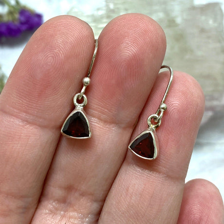 Garnet Petite Triangular Faceted Earrings R2363-GTT - Nature's Magick