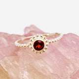 Garnet Round Faceted Fine Band Ring with Detailed Silver SettingR3692-GA - Nature's Magick