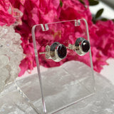 Garnet round faceted stud earrings KEGJ1083 - Nature's Magick