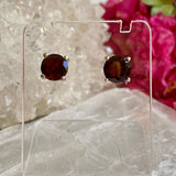 Garnet round faceted stud earrings KEGJ919 - Nature's Magick